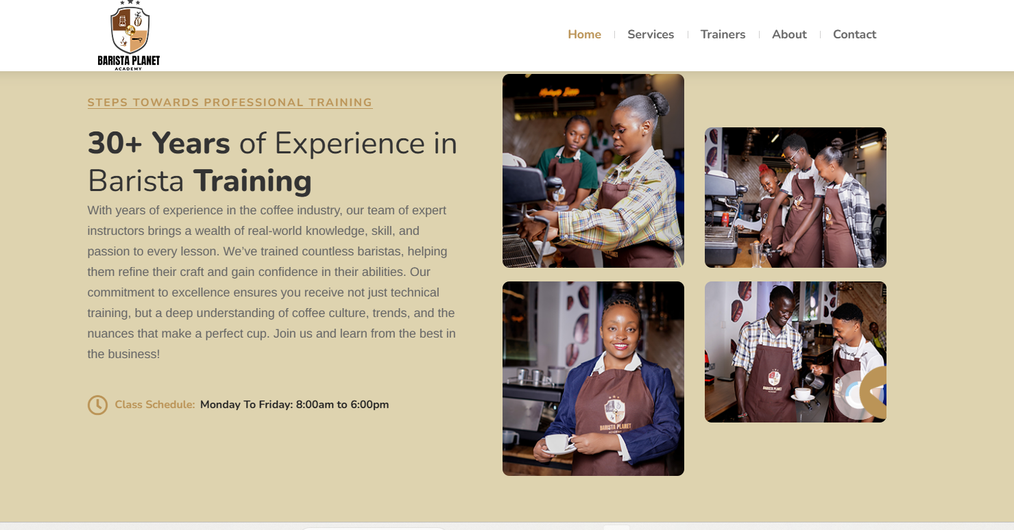 Barista Planet Academy – Coffee Training School Website