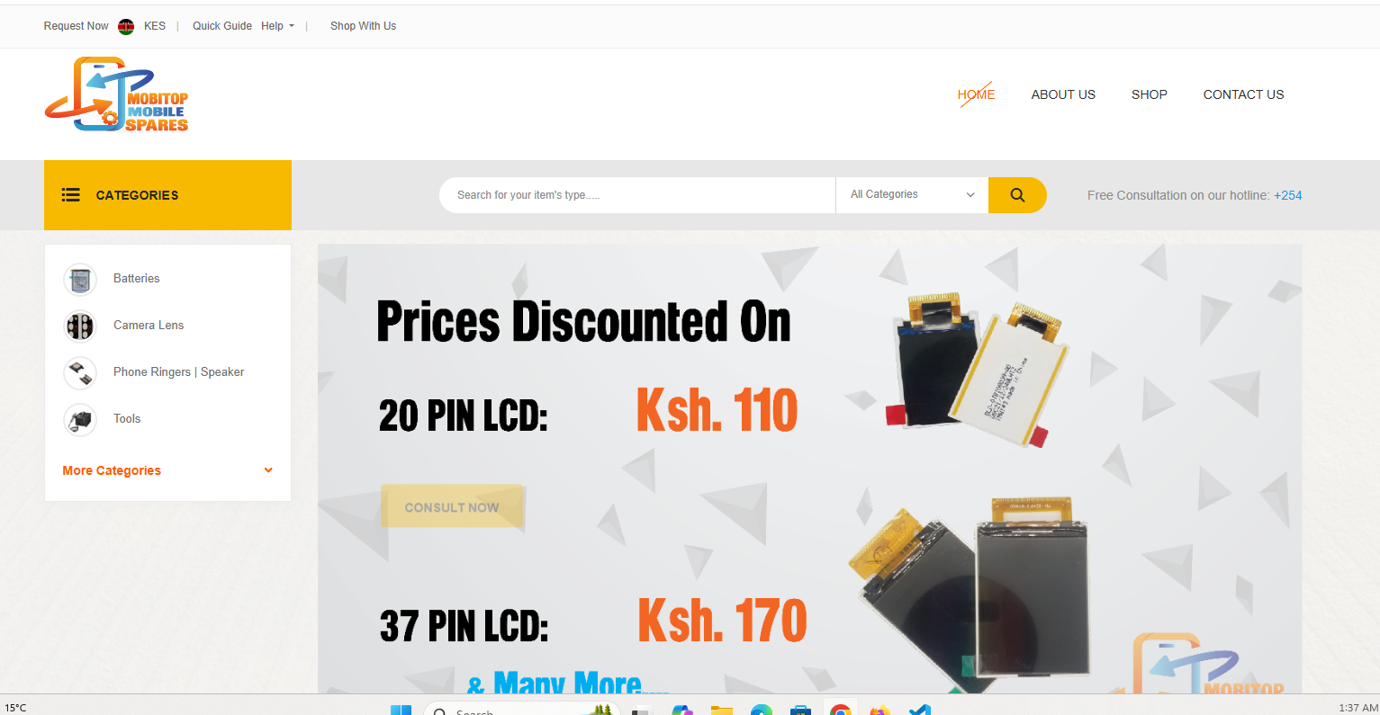 Mobitop Mobile Spares E-Commerce Website