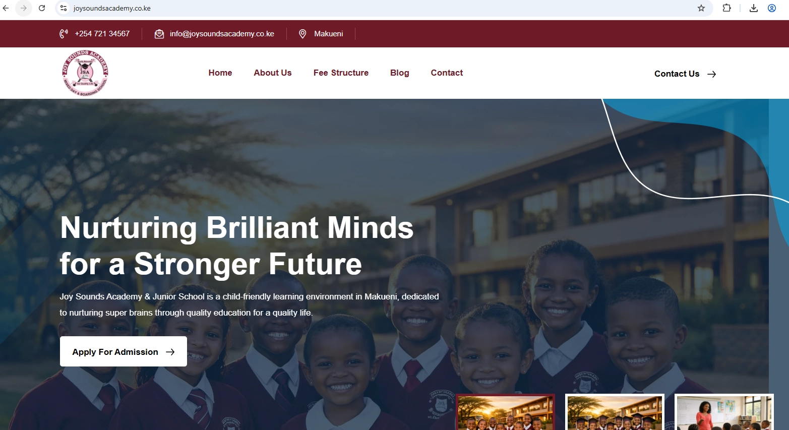 Modern Education Website for Joy Sounds Academy